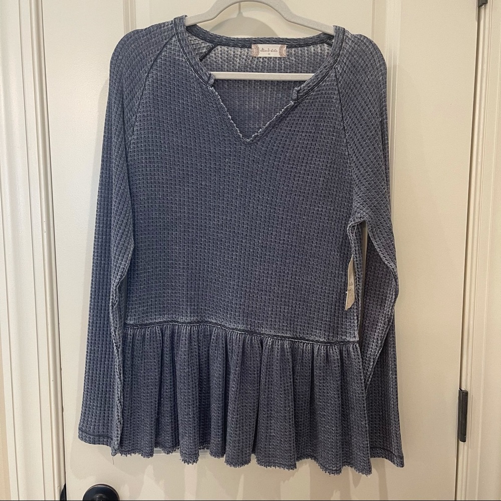 Altar’d State Waffle knit ruffle shirt
